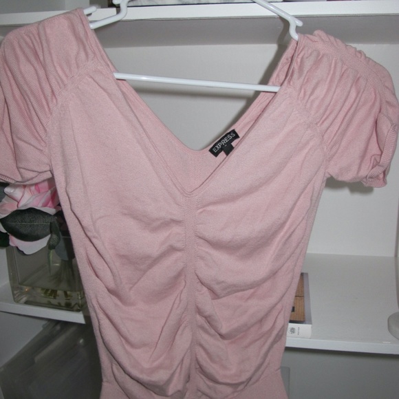 🔴🔴🔴SOLD🔴🔴🔴Express Women's Short Sleeve pink date night Top Shirt Size : S EUC - Picture 8 of 8